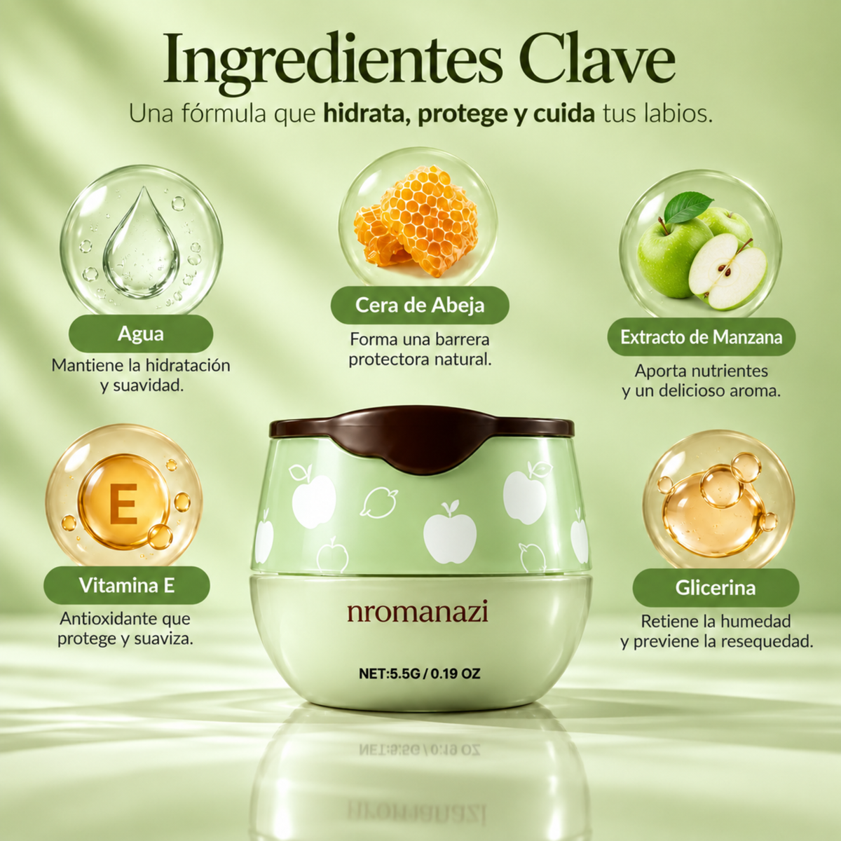 Bálsamo labial con sabor a manzana