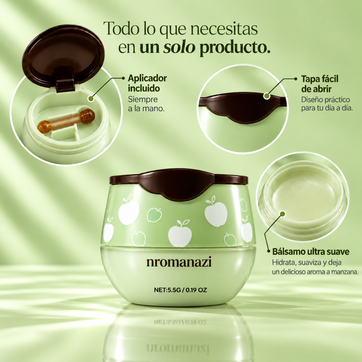 Bálsamo labial con sabor a manzana