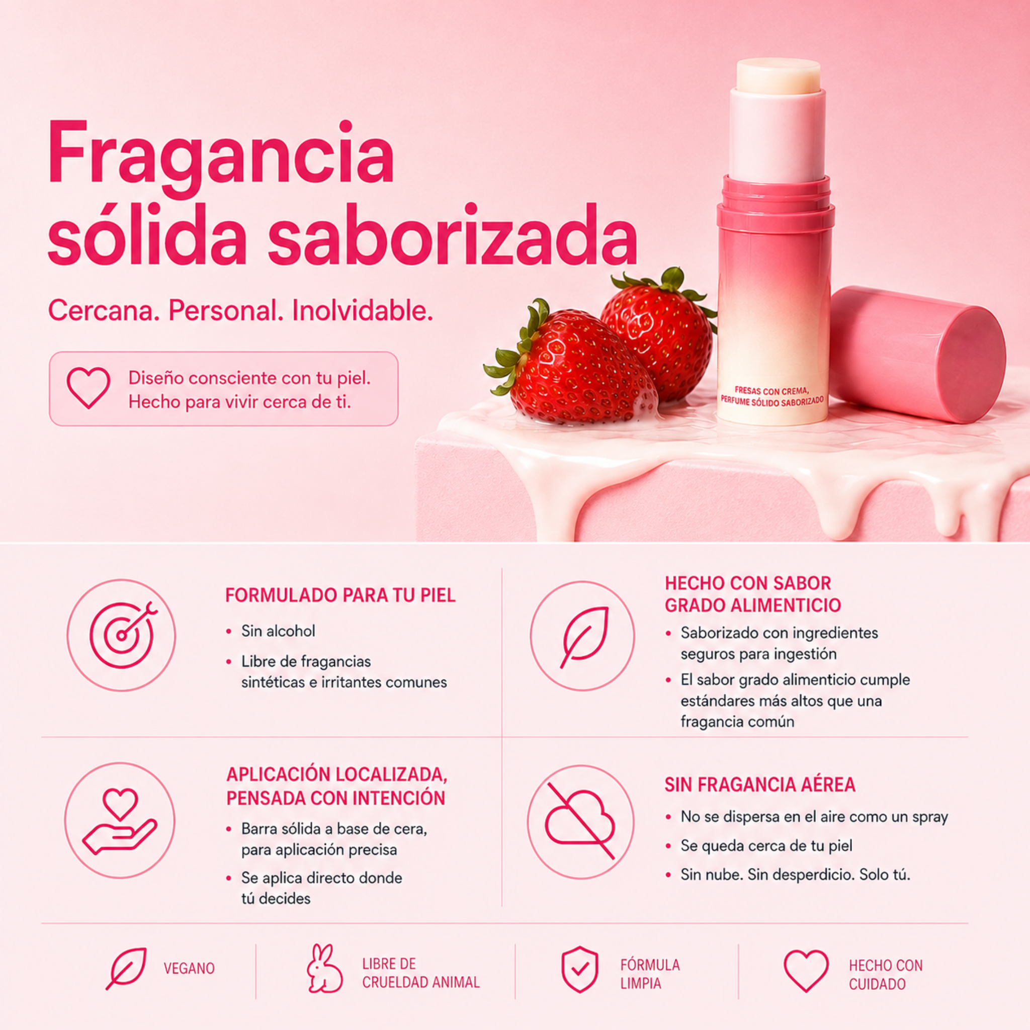 Fragancia sólida sabor a fresas con crema